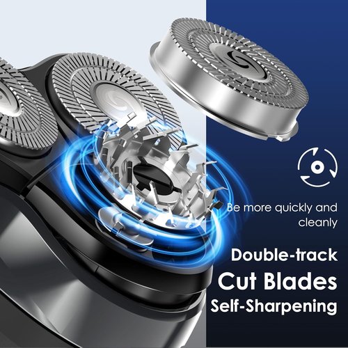 Skiennix Electric Rechargeable Shaver - IPX7 Waterproof Rotary Razor with 4D Floating Head | Travel-Friendly Black