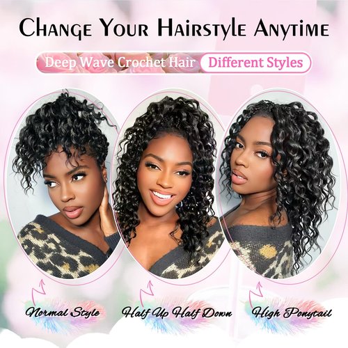 Gowit Pre Looped Deep Wave Crochet Hair 12 Inch 7 Packs Short Curly Black to Brown Pre Twisted Ocean Wave Deep Twist Crochet Braids Synthetic Braiding Hair for Black Women