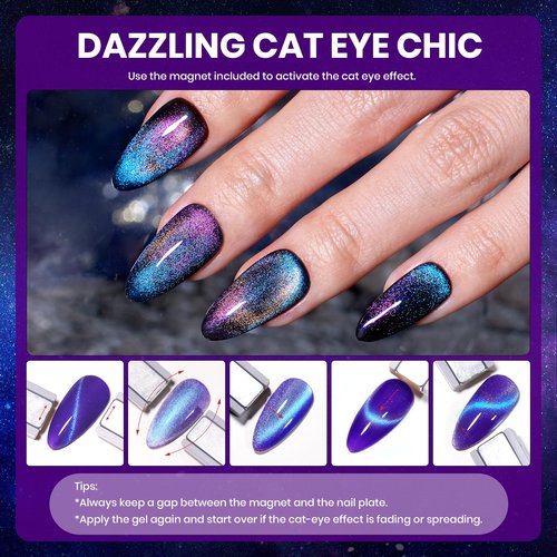 Beetles Chameleon Gel Nail Polish Set - 20 Color Stellar Mirage Cat Eye Temperature Changing Shifting Gel Polish Magnetic Jelly Nails Soak Off UV LED Nail Art Spring Gift for Women&Girls