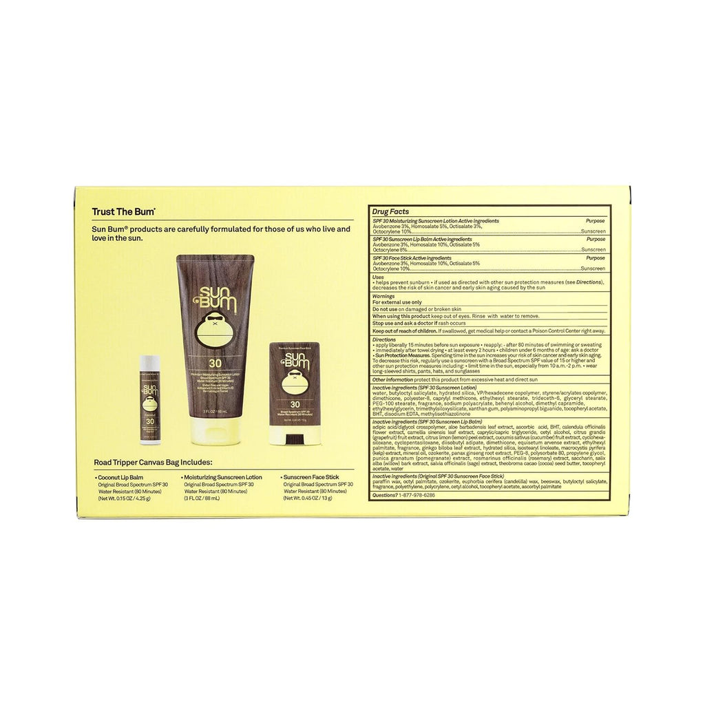Sun Bum Road Tripper - Travel-Sized Sun Care Pack with SPF 30 Sunscreen, Face Stick & Lip Balm - TSA Friendly
