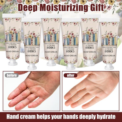 Leelosp 12 Pcs Book Club Gift Bulk Mini Hand Cream Travel Size Lotion Book Lover Gift for Women Member for Dry Cracked Hands
