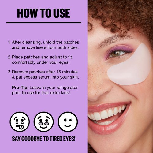 PEACE OUT Skincare Puffy Eyes Under Eye Patches, Biocellulose Eye Masks with Caffeine and Niacinamide for Under Eye Puffiness and Tired Eyes, 6 Pairs
