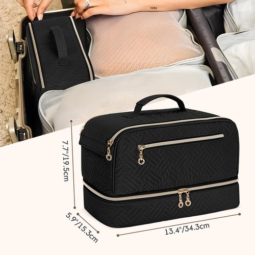 Teamoy Travel Carrying Case Compatible with Shark Flexstyle, Double-Layer Storage Bag for Shark Hyperair, Portable Travel Organizer for Dyson Airwrap Styler and Attachments, Black Quilted