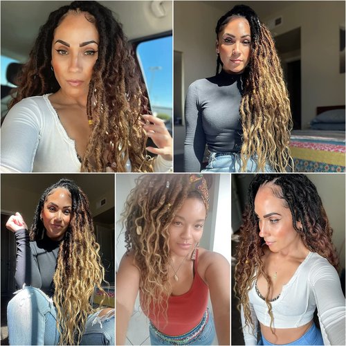8Packs Faux Locs Crochet Hair 24Inch Crochet Locs, Soft Locs With Curly Ends Boho Faux Locs Crochet Braids(OT30/27, 24Pack of 8))