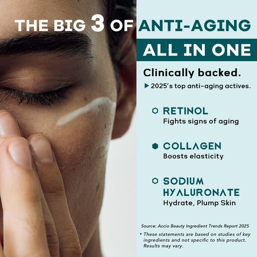 6-in-1 Face Cream for Men: Hydrating Water Based Men Face Moisturizer with Retinol, Collagen, Sodium Hyaluronate - Mens Anti Aging Face Cream for Day and Night Use (1.7 Fl Oz (Pack of 1))