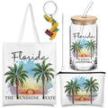 Chuangdi 4 Pcs Florida Travel Gifts Set Canvas Bag Cosmetic bag 16 oz Tumbler and Keychain Florida City Souvenirs for Christmas Traveler Friend Lover Sister Gifts