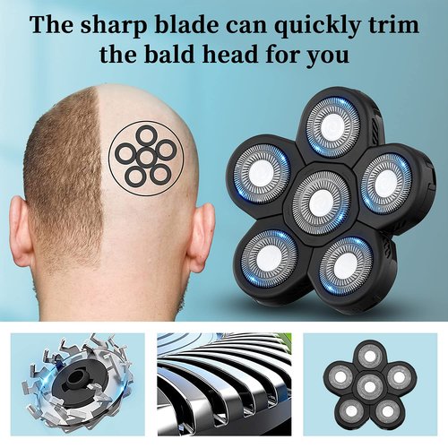 Roziapro Upgrade 6D Electric Shaver Replacement Head Freedom Head Shaver Replacement Blades Head Shavers for Bald Men Replaceable Head Waterproof Blades for Men Replacement Blade Head (Gray Pack2)