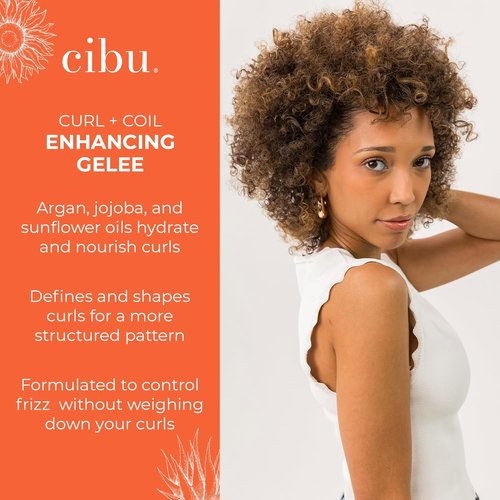 CIBU Curl + Coil Enhancing Gelée - Lightweight Curl Defining Gel for Frizz Control - 8 Ounces