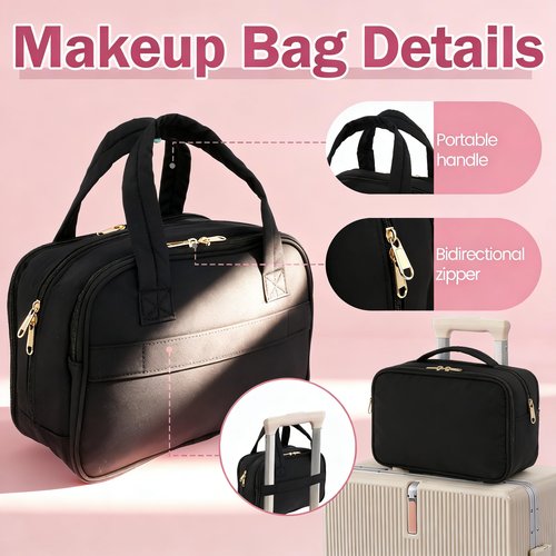LSCSJUNS 2Pack Travel Toiletry Bag, 10L Wet Dry Separation Toiletry Bag With Handle, Waterproof Two Way Zipper Cosmetic Travel Large Capacity Compartmental Makeup Organizer Bag for Travel Trip