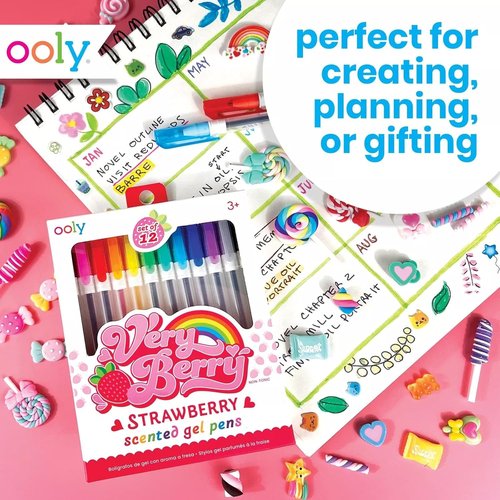 Ooly Scented Gel Pens Set - Very Berry 12-Pack | 0.7mm NIB with Strawberry Scent for Art & Stationery
