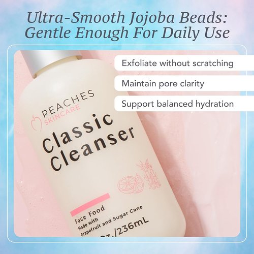 Peaches Skincare Hydrating Facial Cleanser - Vegan Grapefruit Face Wash for All Skin Types - 8 oz