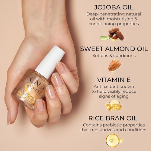 CND SolarOil Cuticle Oil - Natural Jojoba & Vitamin E Blend for Moisturized Skin | 4 Fl Oz