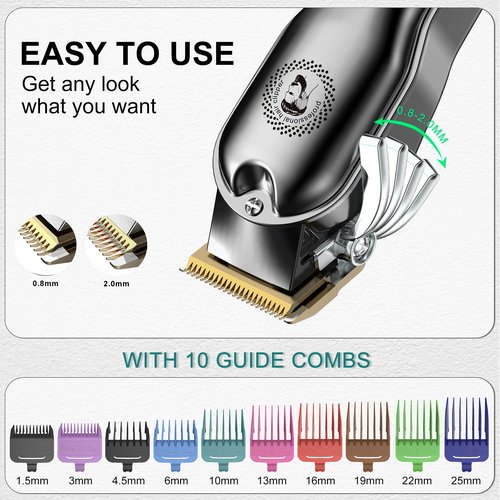 Hatteker Hair Clipper Cordless Barber Clipper T-Blade Beard & Nose Trimmer Grooming Kit Professional IPX7 Waterproof
