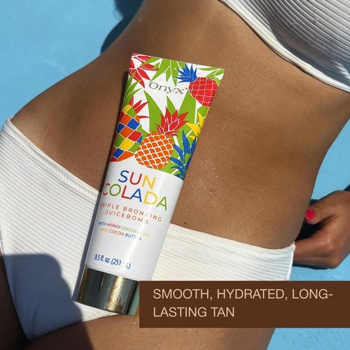 Onyx Suncolada Triple Bronzing Lotion for Tanning Bed - Indoor Dark Tanning Accelerator with Bronzer | Anti-Aging, Hydrating, Streak-Free formula | 8.5 fl oz
