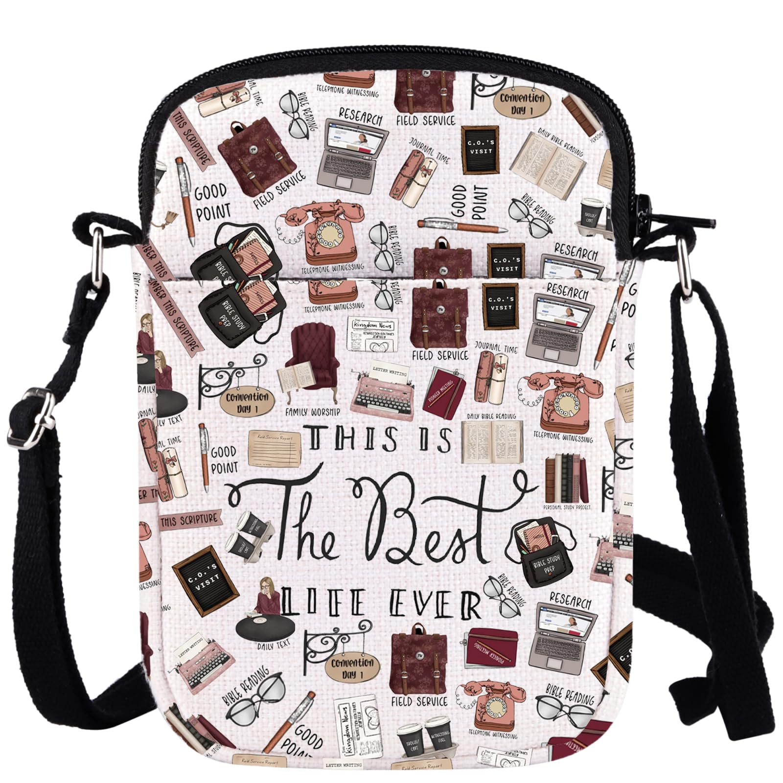 WCGXKO Pioneer Definition JW Gift Pioneer Crossbody Bag Gifts For Pioneer Jehovah's Witness JW Canvas Crossbody Bag (The Best LIFE1 CR)