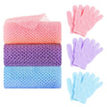 6 Pack African Net Sponge Exfoliating Glove Set, 3 Bath Sponge Body Scrubber Back Scrubber and 3 Pairs Exfoliating Gloves as Stocking Stuffers for Adults