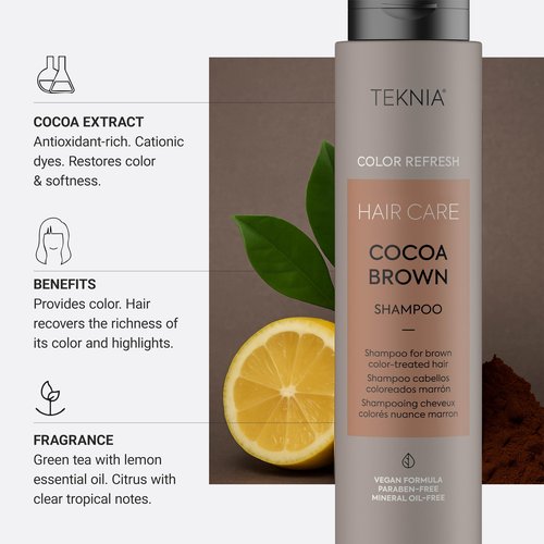 Lakmé Teknia Cocoa Brown Color Refresh Shampoo, Color Depositing Shampoo for Brown Hair, 10.2 Fl Oz