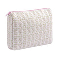 HHQQWZ Large Travel Makeup Bag Cosmetic Bag for Women Girls, Cute Large Floral Cotton Cosmetic Bag, Zipper Toiletry Bag Makeup Brushes Accessories Organizer Storage Bag (Pink Floral)