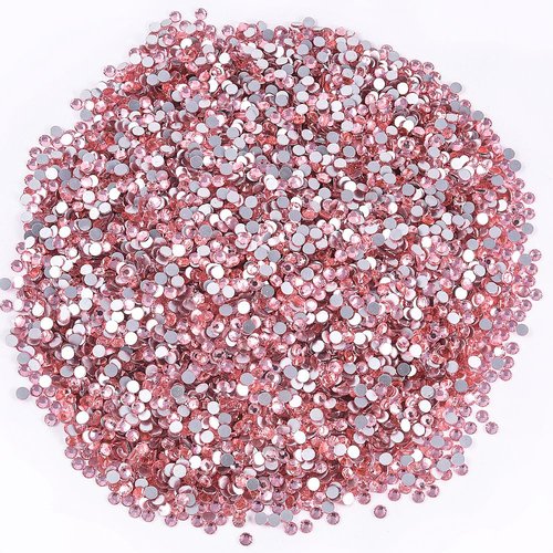 Blinginbox 288 Pieces SS30/6.4-6.6mm Flat Back Crystal Rhinestones Round Gems for Nail ArtPeach Pink
