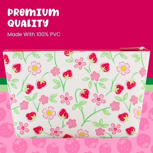 Concept One Strawberry Shortcake Women's Makeup Bag, Small Travel Cosmetic Zipper Pouch Organizer, Multi