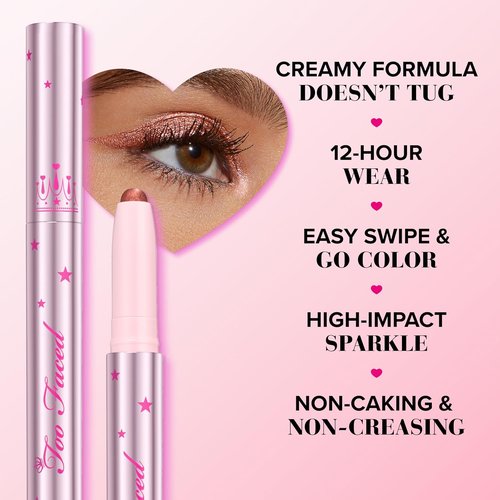Too Faced Quickie Queen Eye Shadow Sticks - Creamy, Long-Wearing, Non-Creasing Formula with High-Impact Sparkle