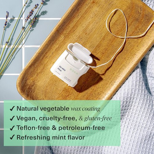 Boka Ela Mint Dental Floss - Plant-Based, Teflon-Free, 30 Yards of Waxed Floss | Eco-Friendly Care