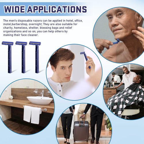 Chumia Twin Blade Razors for Men Stainless Steel Disposable Razors Men Bulk Plastic Shavers Multipurpose Portable Manual Disposable Shavers for Bathing Hotel Travel(150 Pieces)