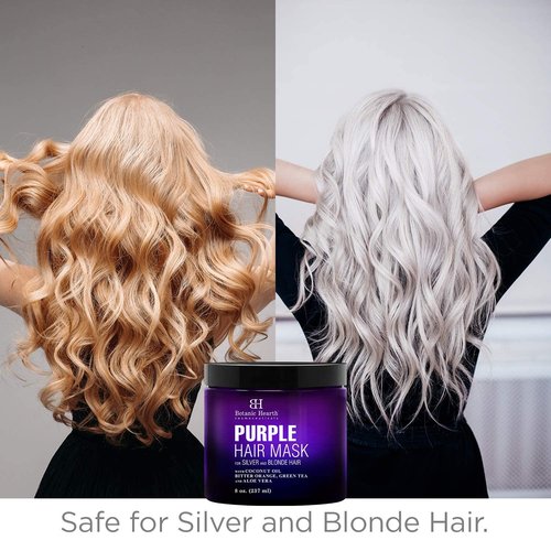 Botanic Hearth Purple Hair Mask - Sulfate & Paraben Free Treatment for Blonde, Silver & Gray Hair | 8 Fl Oz