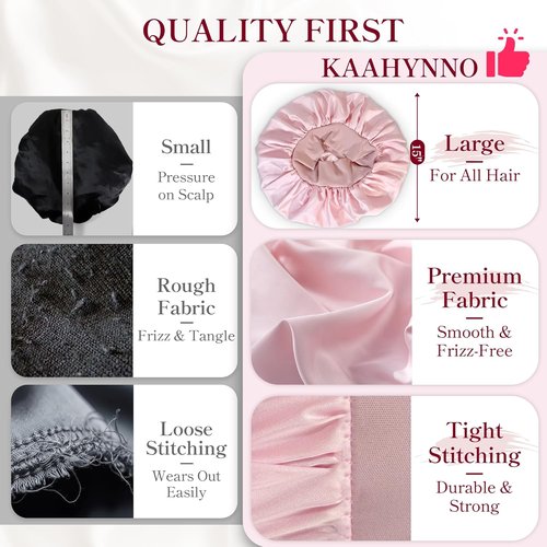 Skiennix Silk Satin Bonnet Hair Wrap - Adjustable Double Layer Night Cover for Curly Hair