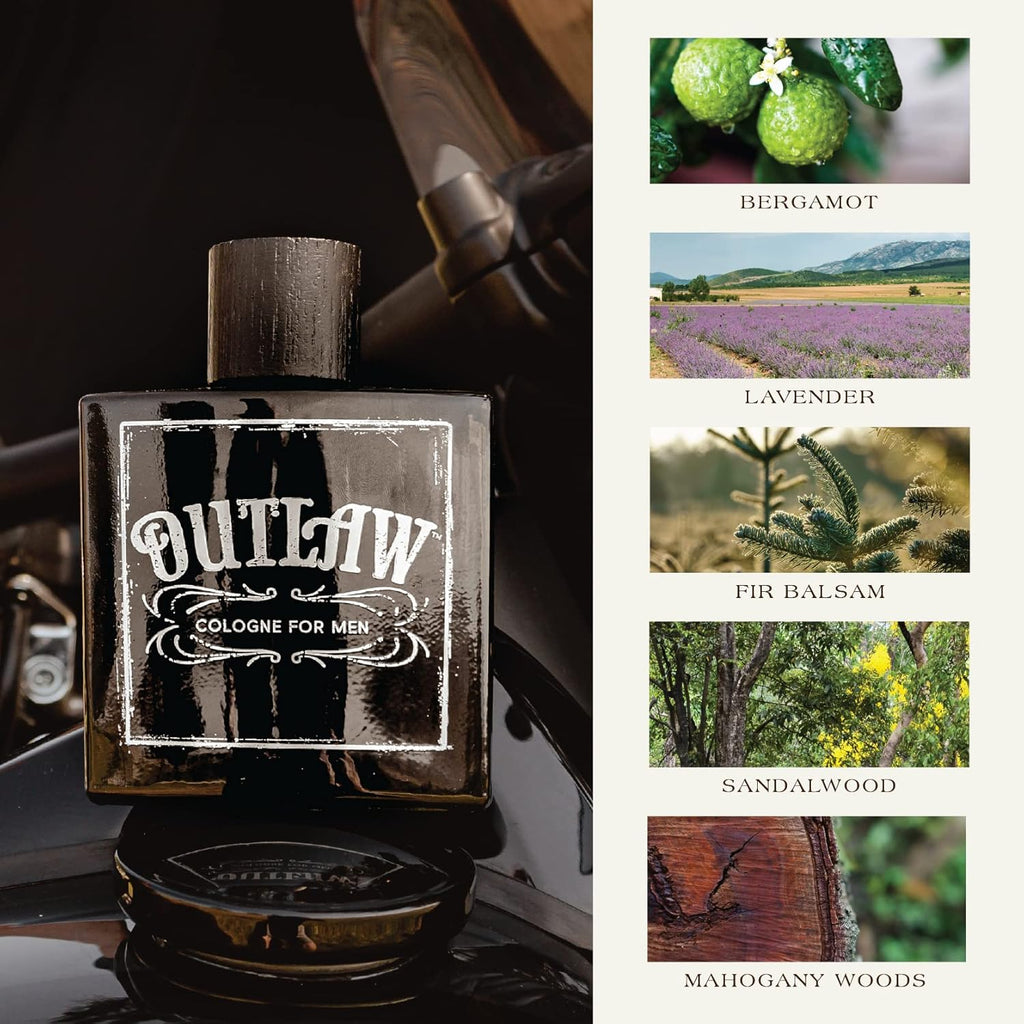 Tru Western Outlaw Men’s Cologne - Refreshing Bergamot, Lavender & Fir Balsam Aroma - 3.4 oz