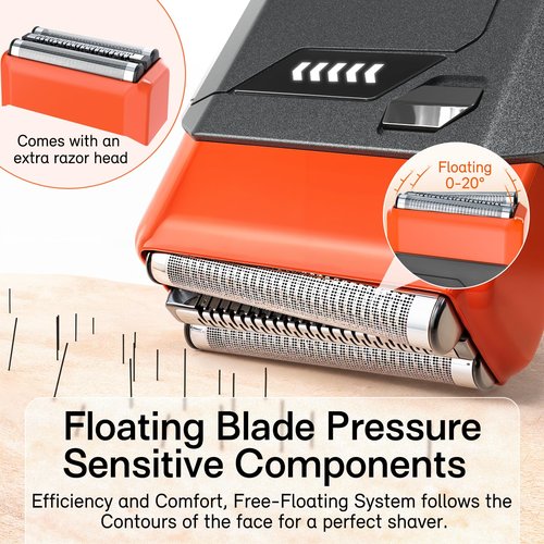 Foil Electric Shaver for Travel USB-C Fast Charging, IPX7 Waterproof Cordless Razor, Portable Face Shaver with Travel Case & Replacement Head, Compact Men’s/Grooming Design