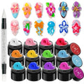 MIZHSE 12 Colors 3D Nail Gel Set, Non-Sticky Sculpting Gel for Nail Art Painting Molding Gels with Sculpture Pen Soak Off U V Sculpting Gels for Home DIY Salon Manicure