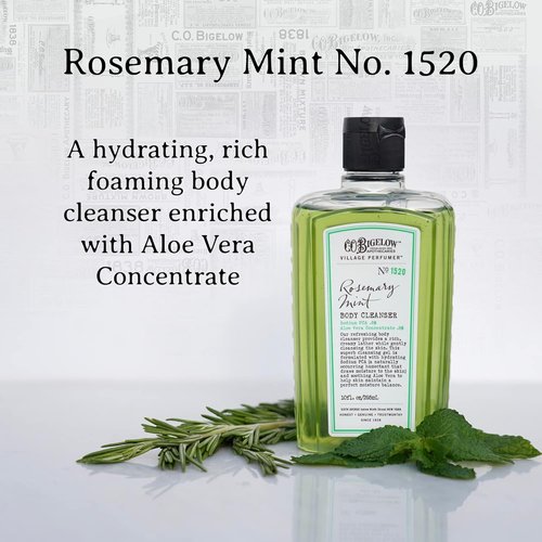 C.O. Bigelow Rosemary Mint Body Wash - Moisturizing Formula with Aloe Vera | 10 Fl Oz