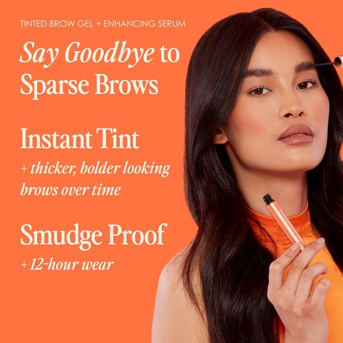 Grande Cosmetics GrandeBROW Tinted Brow Gel & Enhancing Serum - Thicker, Darker Brows with Castor Oil & Mini Fibers
