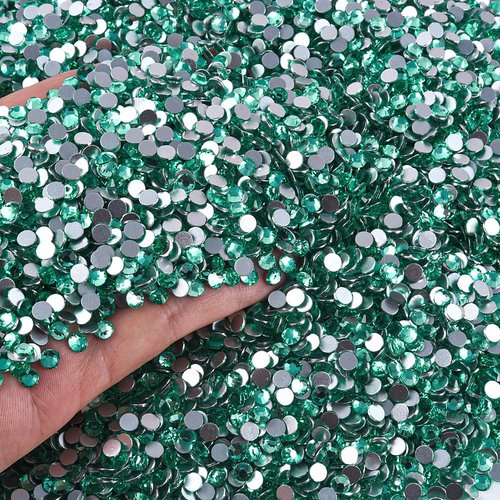 Blinginbox 1440 Pieces SS20/4.6-4.8mm Flat Back Crystal Rhinestones Round Gems for Nail Art,Mint