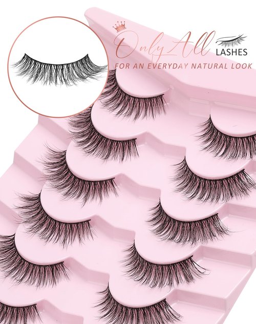 Onlyall Natural Lashes Wispy Lashes Natural Look False Eyelashes Flared Eyelashes 7 Pairs D-K06