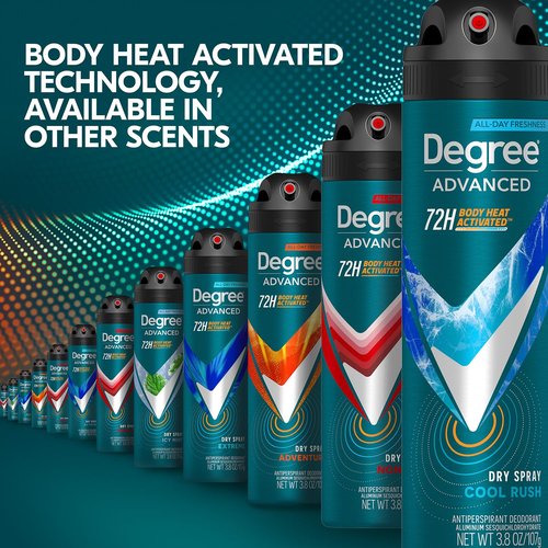Degree Men’s Antiperspirant Deodorant Spray, Cool Rush, 4-Pack – 72H Sweat & Odor Protection, 3.8 Oz Ea