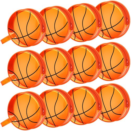 Reginary 12 Pcs Basketball Clear Makeup Bag Cosmetic Snack Bag with Zipper Handle Strap Waterproof Travel Vacation Toiletries Accessories for Friends Women Basketball 2026 Senior Night Team Gift
