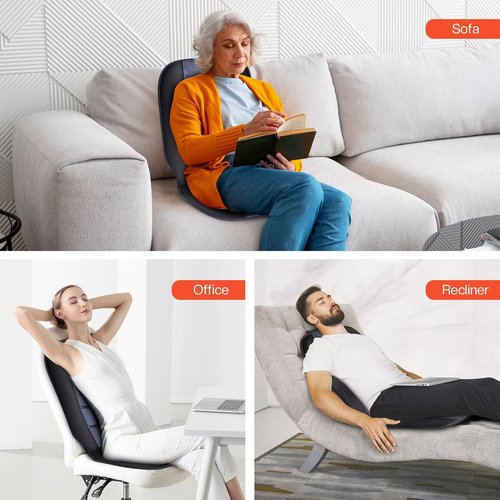 CILI Massage Chair Pad - Heated Back Massager with 10 Vibration Motors | Ideal for Home & Office Use