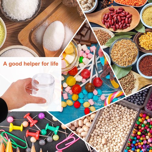IHDYPPEW 48 Pack 8 OZ Clear Plastic Jars with Black Lids, Empty Plastic Mason Jars, Cosmetic Jar with Lids for Cream, Body Butters, Moisturizers, Candy, Beads, Samples (Clear)