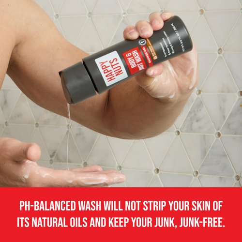 HAPPY NUTS Big Wood Body and Nut Wash - Moisturizing Men's Shower Gel, Natural Bodywash with Deep Cleanse for Sensitive Skin - Men's Body Soap (8.5 Fl Oz (Pack of 1), Big Wood)