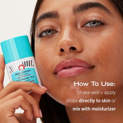 First Aid Beauty - Bronze + Glow Drops with Niacinamide, Visibly Evens Skin Tone, Blurs Pores and Hydrates for 24 hours with a Bronze Kiss of Color, Non-Comedogenic, Safe for Sensitive Skin, 1 oz