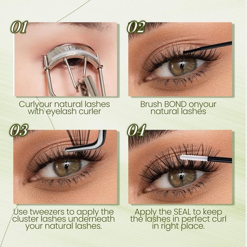 FADVAN DIY Lash Extension Kit 60D Volume Lash Clusters Kit with Lash Bond and Seal 280 pcs Thick Individual Lashes 8-16 mm D Mink Lashes Cluster, Lash Cluster Remover and Tweezers