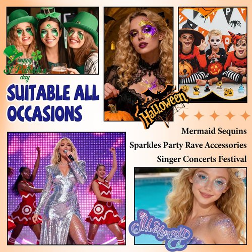Skiennix Body Glitter - 12 Shapes Fine & Chunky Glitter Gel for Makeup & Festivals | White Scheme