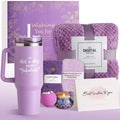 Birthday Gifts for Women, Self Care & Get Well Soon Gift Baskets, Lavender Relaxing Spa Care Package with 40oz Tumbler & Flannel Blanket, Encouragement Thinking of You Gifts for Her, Girl, Mom, Friend