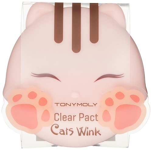 TONYMOLY Cats Wink Clear Pact - Lightweight Clear Skin Powder for Flawless Finish | 01 Clear Skin