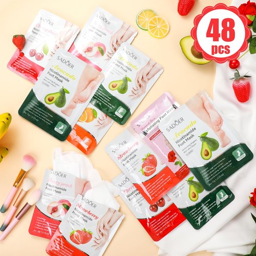 Swiffen 48 Pcs Fruits Beauty Hand Foot Mask Bulk Hydrating Hand Foot Moisturizing Gloves Aloe Mask for Spa Kit Beauty Skincare Gift Kits for Women