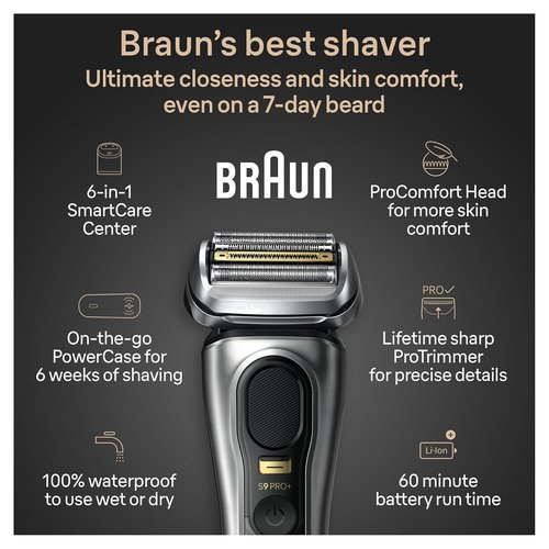 Braun Series 9 PRO+ Electric Shaver - 5 Pro Shave Elements & ProComfort Head for Ultimate Grooming