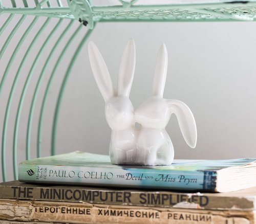 Creative Co-Op Ceramic Bunny Rabbits Ring Holder - Charming Jewelry Organizer | Perfect Gift Idea