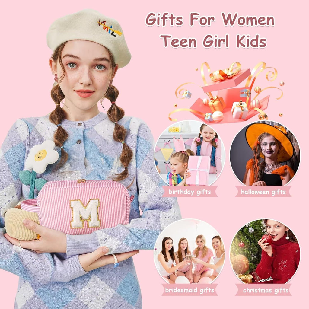 YOOLIFE Personalized Makeup Bag - Stylish Cosmetic Pouch for Women | Perfect Birthday Gift in Pink